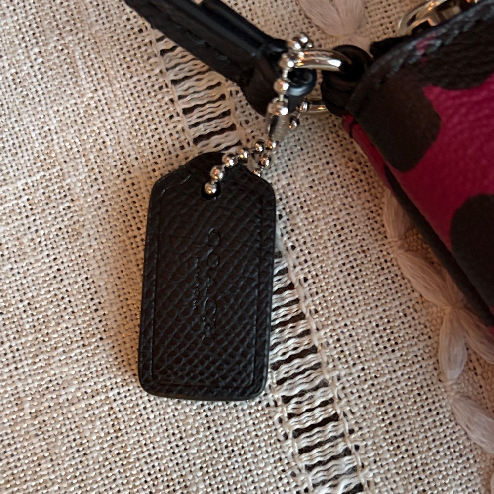 Coach Corner Zip Wristlet in Cranberry and Black Leopard Print - Picture 3 of 10